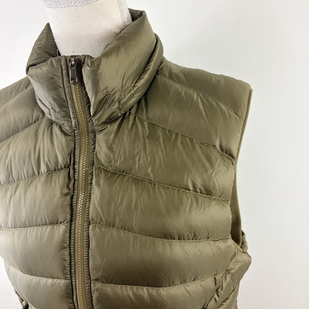 Lululemon Women's M Olive Green Goose Down Puffer Vest Full Zip Missing Hood